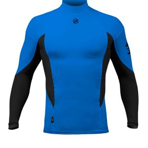 Spandex Top Long Sleeve Men Cyan